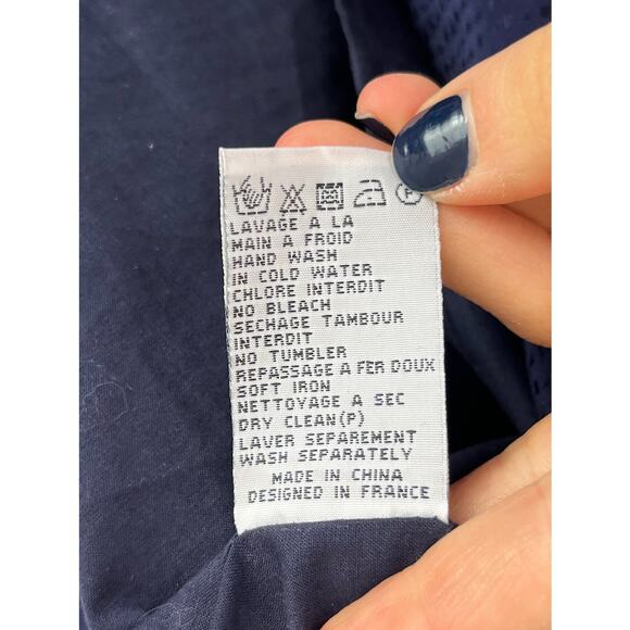 SESSUN Victorian Queen Silk Mini Dress Cap Sleeve Blouson Navy Blue Size XS - Picture 8 of 12